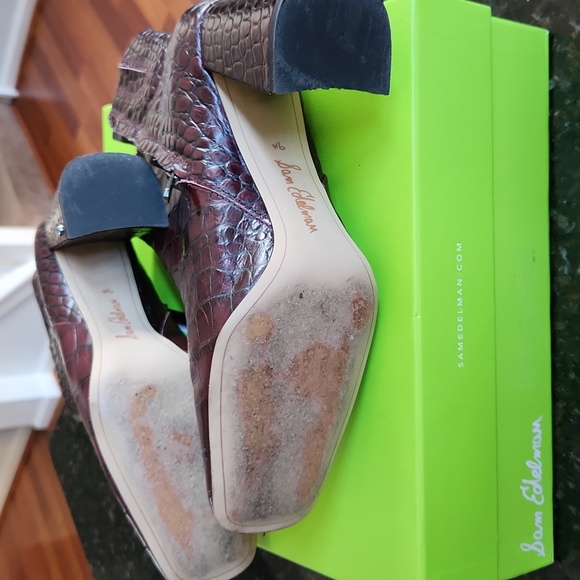 Sam Edelman Codie 2 Boots Red Bordeaux Burgundy Croc Size 9.5 - Picture 12 of 14